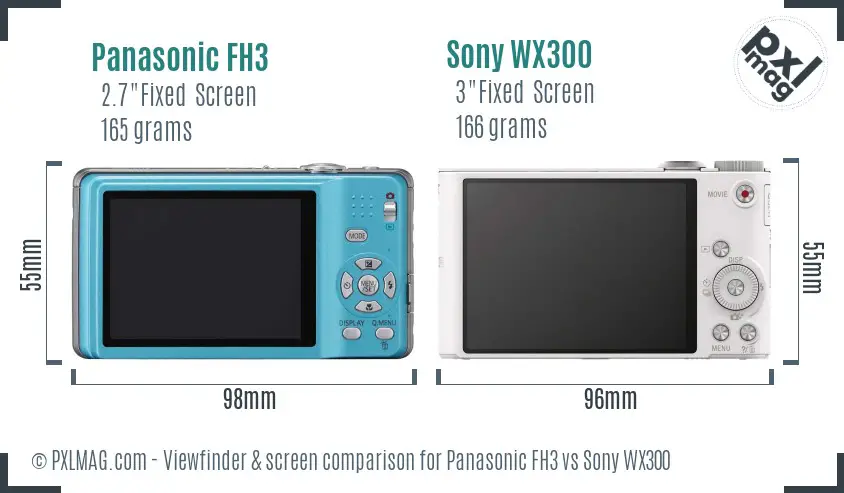 Panasonic FH3 vs Sony WX300 Screen and Viewfinder comparison