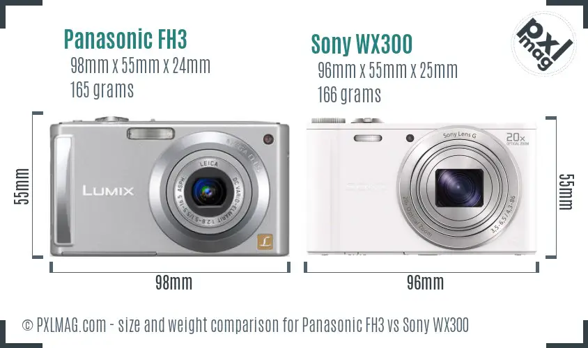 Panasonic FH3 vs Sony WX300 size comparison
