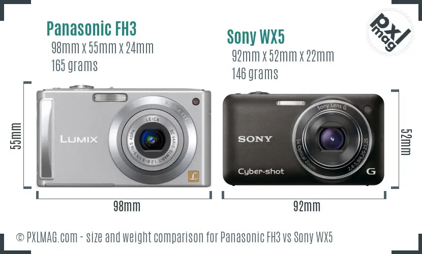 Panasonic FH3 vs Sony WX5 size comparison
