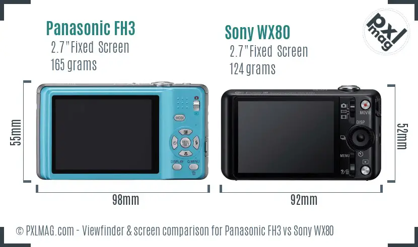 Panasonic FH3 vs Sony WX80 Screen and Viewfinder comparison