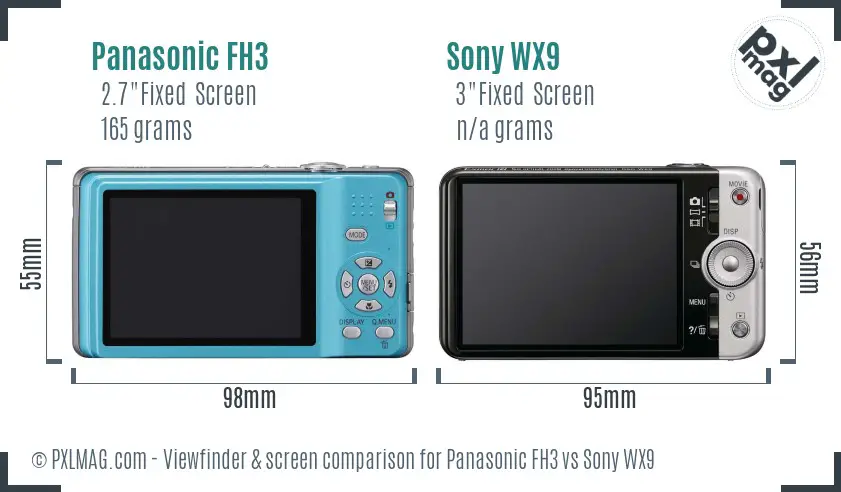 Panasonic FH3 vs Sony WX9 Screen and Viewfinder comparison