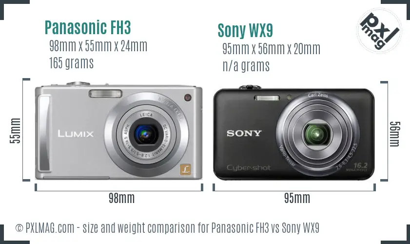 Panasonic FH3 vs Sony WX9 size comparison