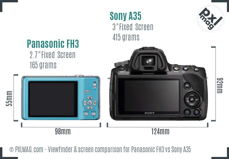 Panasonic FH3 vs Sony A35 Screen and Viewfinder comparison