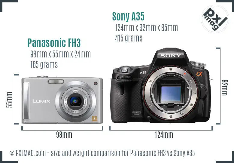 Panasonic FH3 vs Sony A35 size comparison