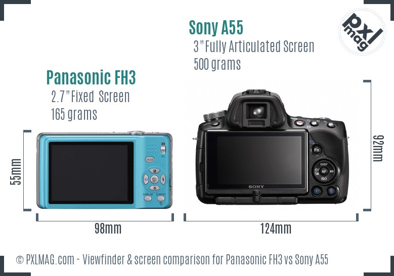 Panasonic FH3 vs Sony A55 Screen and Viewfinder comparison