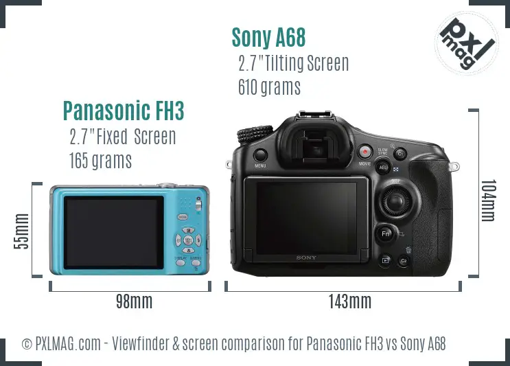 Panasonic FH3 vs Sony A68 Screen and Viewfinder comparison