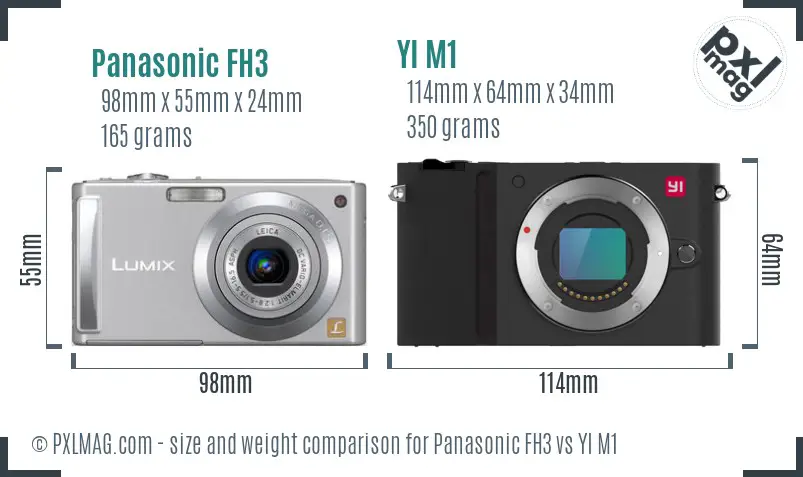 Panasonic FH3 vs YI M1 size comparison