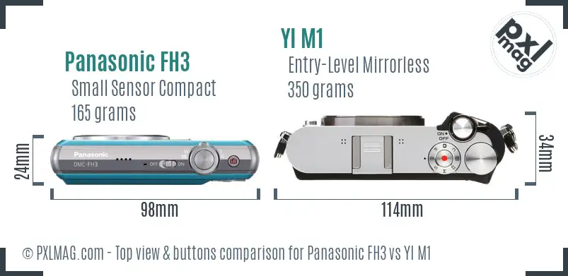 Panasonic FH3 vs YI M1 top view buttons comparison