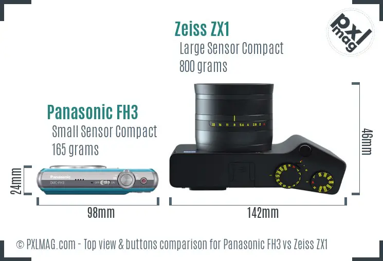 Panasonic FH3 vs Zeiss ZX1 top view buttons comparison Panasonic FH3 vs Zeiss ZX1 top view buttons comparison