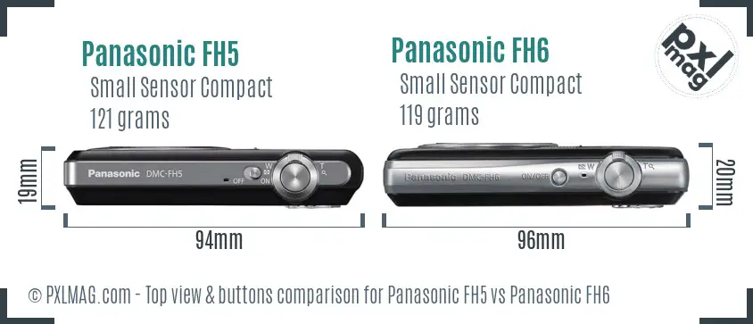Panasonic FH5 vs Panasonic FH6 top view buttons comparison