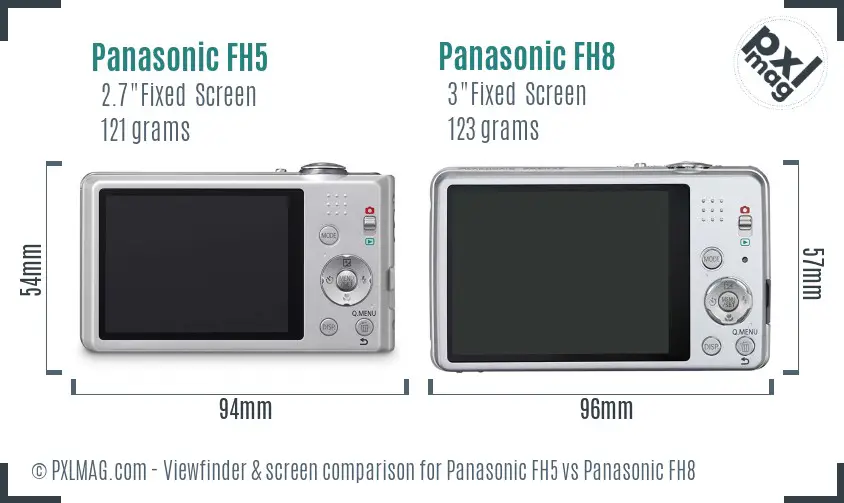 Panasonic FH5 vs Panasonic FH8 Screen and Viewfinder comparison