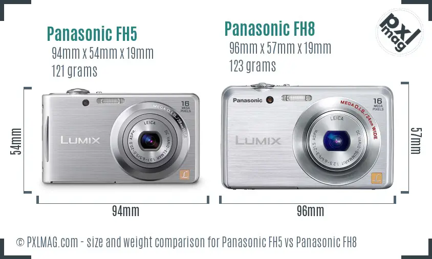 Panasonic FH5 vs Panasonic FH8 size comparison
