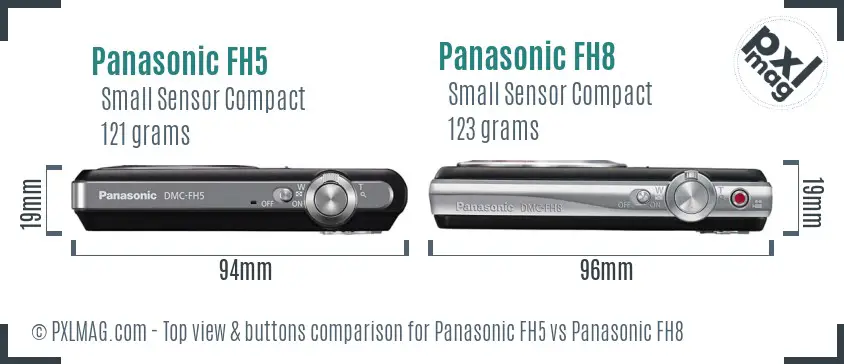 Panasonic FH5 vs Panasonic FH8 top view buttons comparison