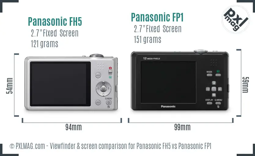 Panasonic FH5 vs Panasonic FP1 Screen and Viewfinder comparison