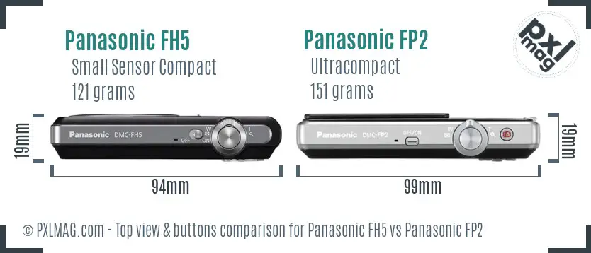 Panasonic FH5 vs Panasonic FP2 top view buttons comparison