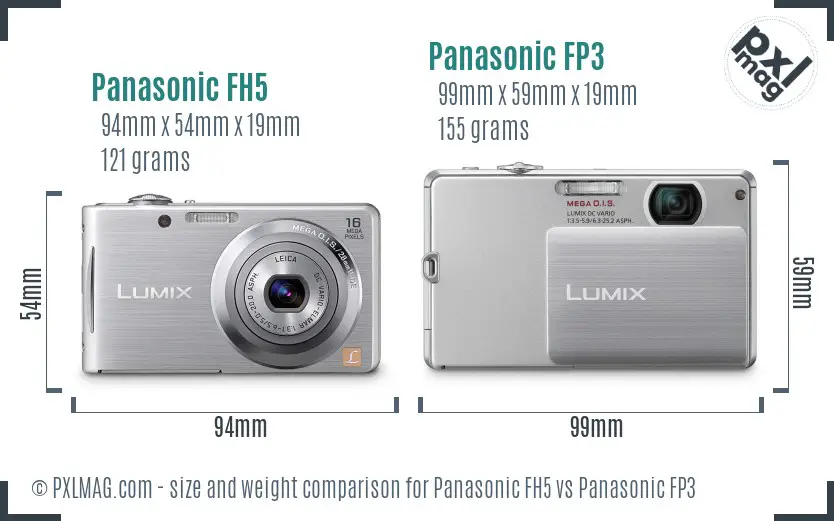 Panasonic FH5 vs Panasonic FP3 size comparison