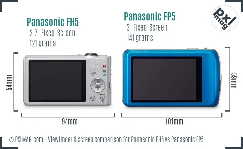 Panasonic FH5 vs Panasonic FP5 Screen and Viewfinder comparison