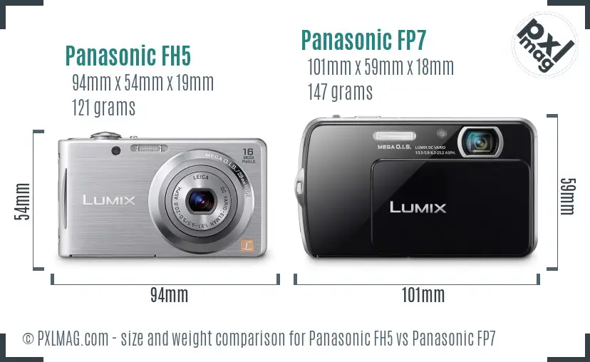 Panasonic FH5 vs Panasonic FP7 size comparison