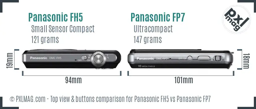 Panasonic FH5 vs Panasonic FP7 top view buttons comparison