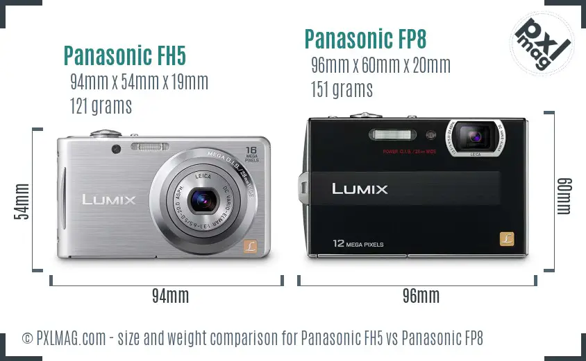 Panasonic FH5 vs Panasonic FP8 size comparison