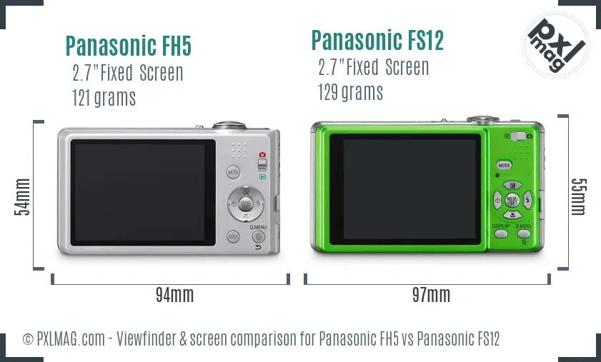 Panasonic FH5 vs Panasonic FS12 Screen and Viewfinder comparison