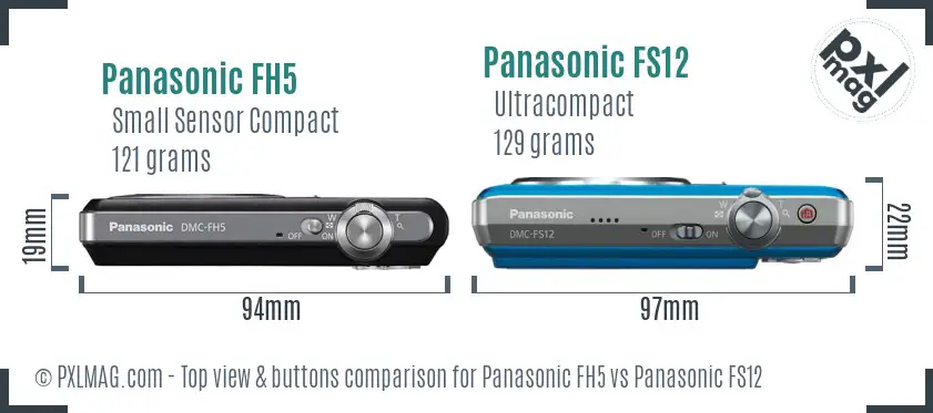 Panasonic FH5 vs Panasonic FS12 top view buttons comparison
