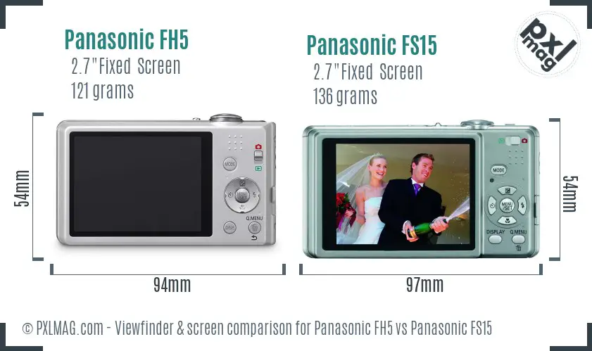 Panasonic FH5 vs Panasonic FS15 Screen and Viewfinder comparison