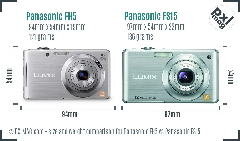 Panasonic FH5 vs Panasonic FS15 size comparison