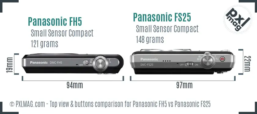 Panasonic FH5 vs Panasonic FS25 top view buttons comparison