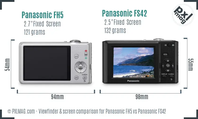 Panasonic FH5 vs Panasonic FS42 Screen and Viewfinder comparison