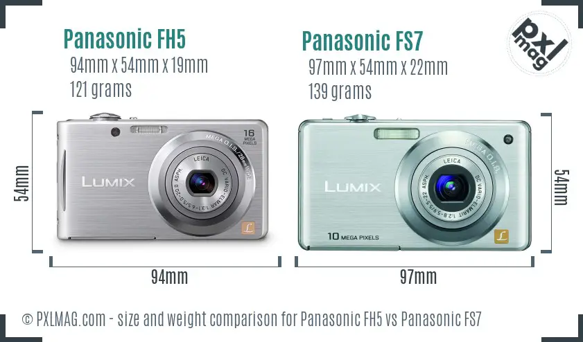 Panasonic FH5 vs Panasonic FS7 size comparison