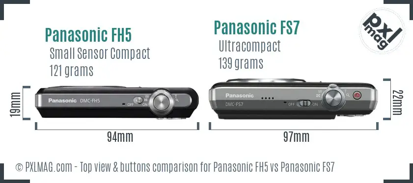 Panasonic FH5 vs Panasonic FS7 top view buttons comparison