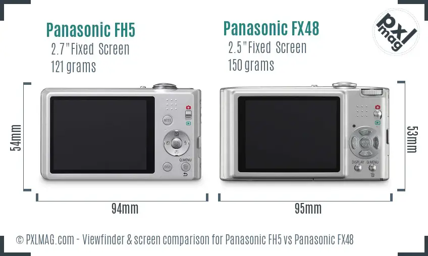 Panasonic FH5 vs Panasonic FX48 Screen and Viewfinder comparison