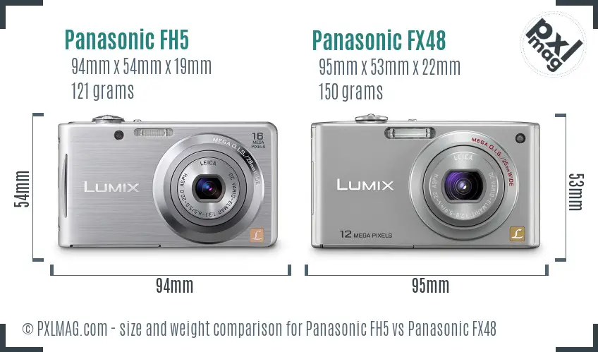 Panasonic FH5 vs Panasonic FX48 size comparison