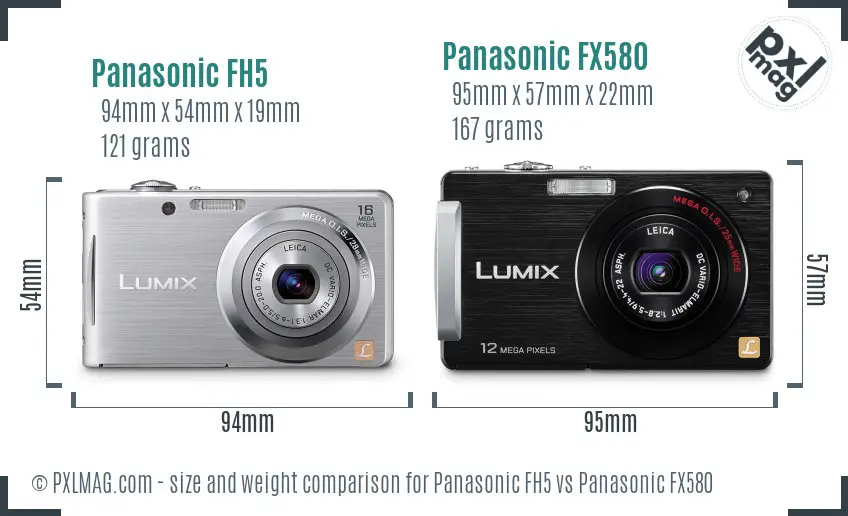 Panasonic FH5 vs Panasonic FX580 size comparison