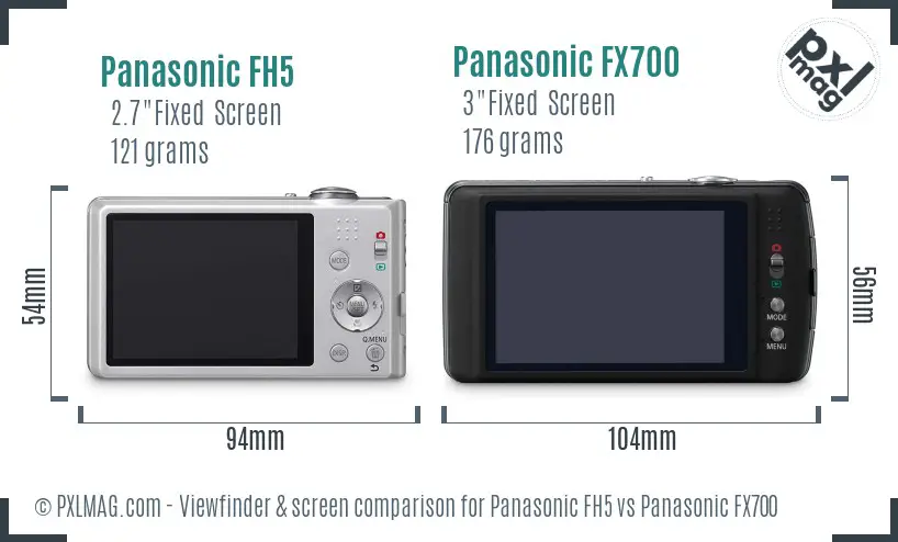 Panasonic FH5 vs Panasonic FX700 Screen and Viewfinder comparison
