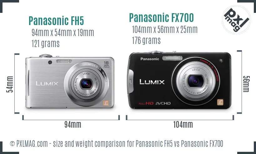 Panasonic FH5 vs Panasonic FX700 size comparison