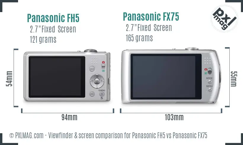 Panasonic FH5 vs Panasonic FX75 Screen and Viewfinder comparison