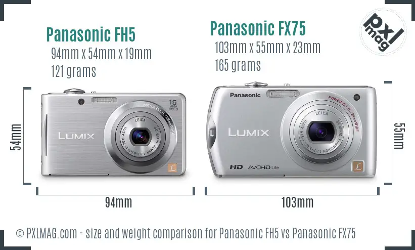 Panasonic FH5 vs Panasonic FX75 size comparison