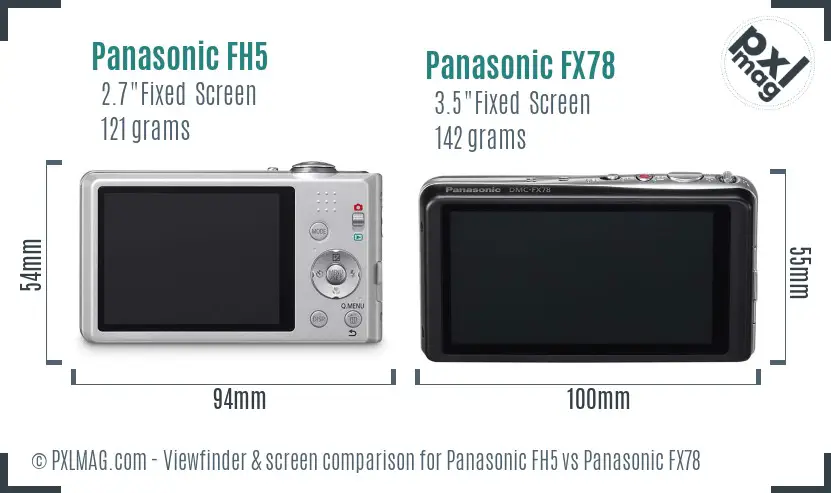 Panasonic FH5 vs Panasonic FX78 Screen and Viewfinder comparison
