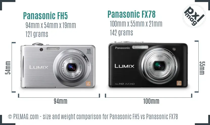 Panasonic FH5 vs Panasonic FX78 size comparison