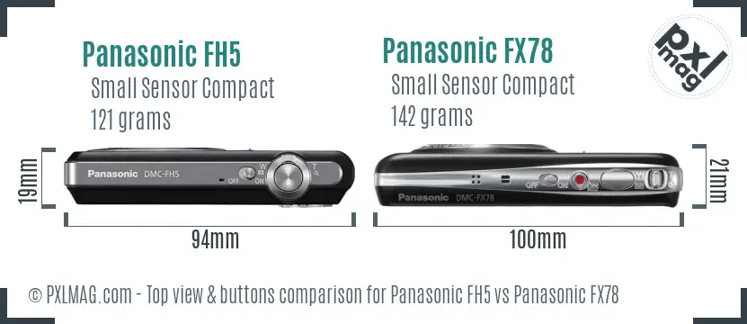 Panasonic FH5 vs Panasonic FX78 top view buttons comparison