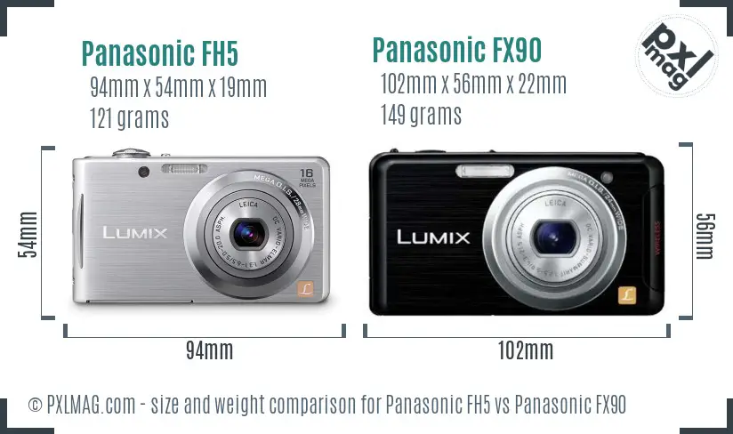 Panasonic FH5 vs Panasonic FX90 size comparison