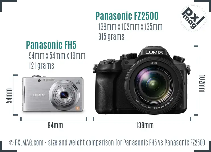 Panasonic FH5 vs Panasonic FZ2500 size comparison