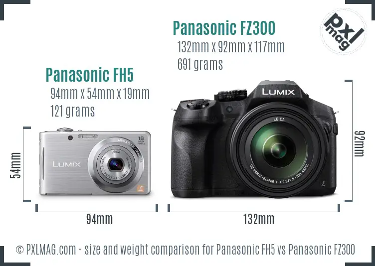 Panasonic FH5 vs Panasonic FZ300 size comparison