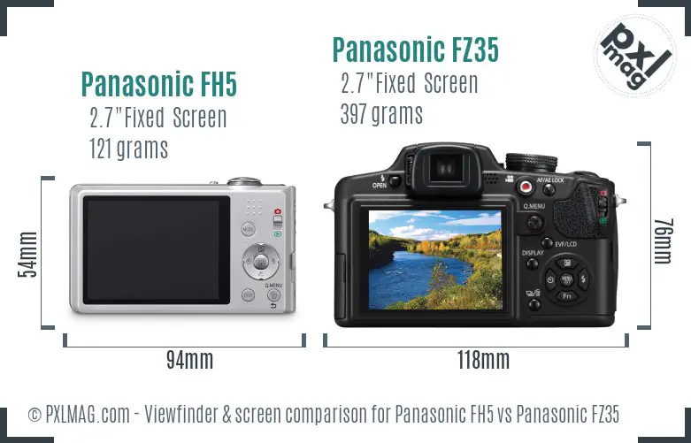 Panasonic FH5 vs Panasonic FZ35 Screen and Viewfinder comparison
