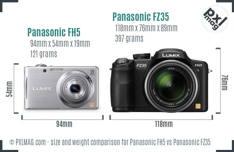 Panasonic FH5 vs Panasonic FZ35 size comparison