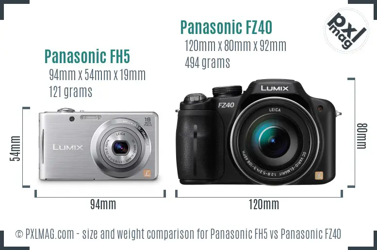Panasonic FH5 vs Panasonic FZ40 size comparison Panasonic FH5 vs Panasonic FZ40 size comparison