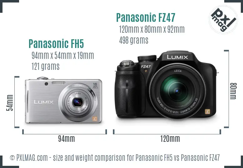 Panasonic FH5 vs Panasonic FZ47 size comparison