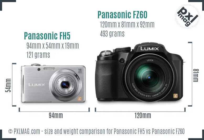 Panasonic FH5 vs Panasonic FZ60 size comparison